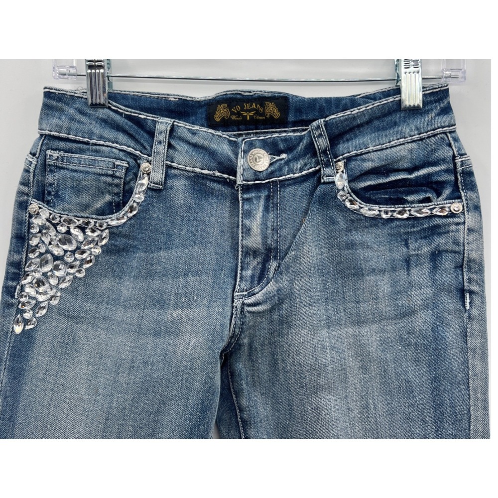 VO Virgin Only Jeans Women's Rhinestone Bling‎ Skinny Jeans Size 28 Y2K Western